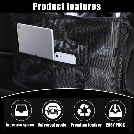 Handbag Holder For Auto, Net Pocket Purse Holder Between Front Seats Car Storage Organizer, Universal Accessory For Women And Men, Pet/Kids Car