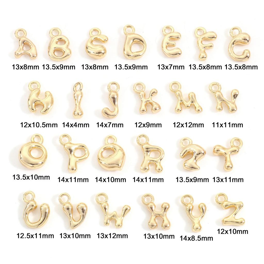 3 Piece Brass Charms 18K Real Gold Plated Capital Alphabet/ Letter Message " A-Z " Pendant Accessories DIY Personalized Jewelry