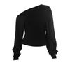 Solid Inclined Shoulder Batwing Long Sleeve T-shirts Tops 2026 Autumn Women Fashion Sexy Backless Slim Casual Streetwear Tees