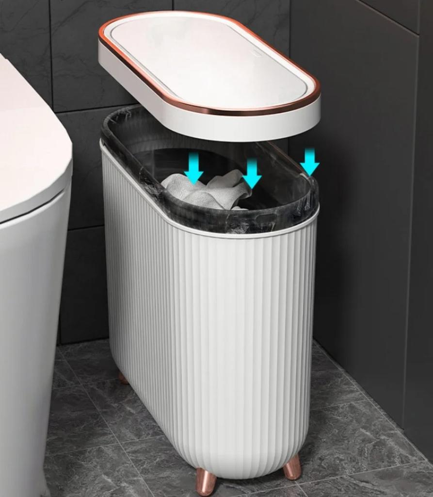 Papelera de Lujo para Baño de 12L para Cocina con Tapa Cubo de Basura Impermeable Cubo de Basura Papelera Cubo de Basura de Gran Capacidad