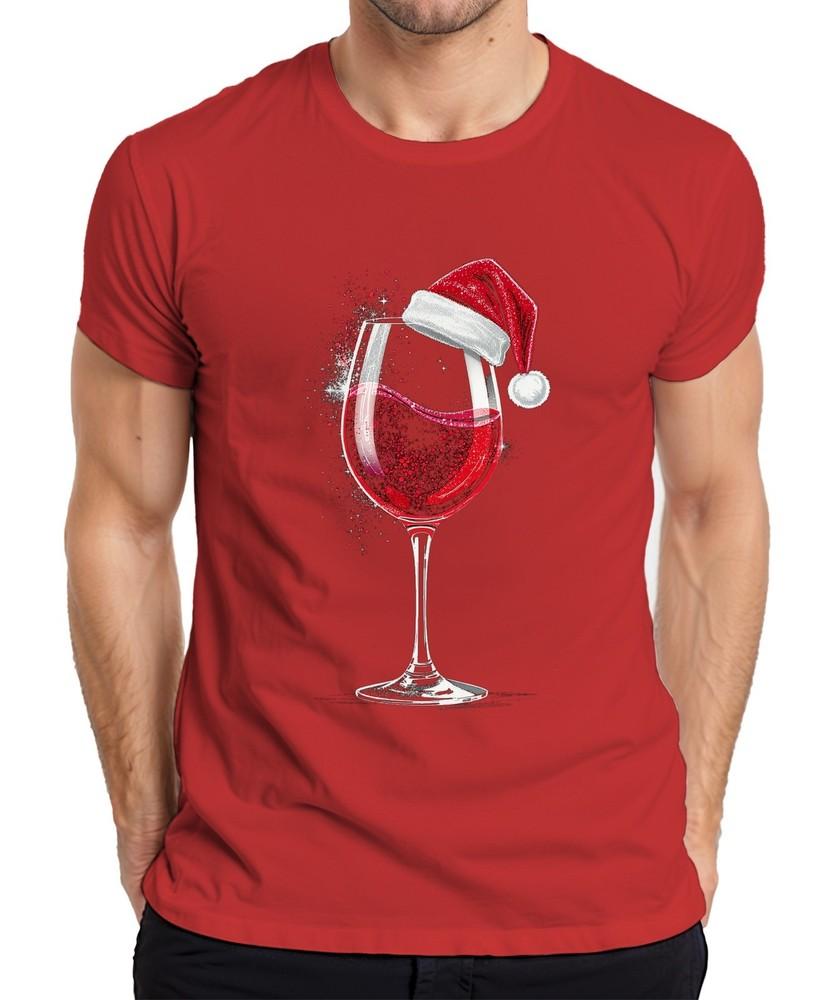 Wine Glass Santa Hat Red Wine Xmas Gift Wine Party Unisexs TShirt