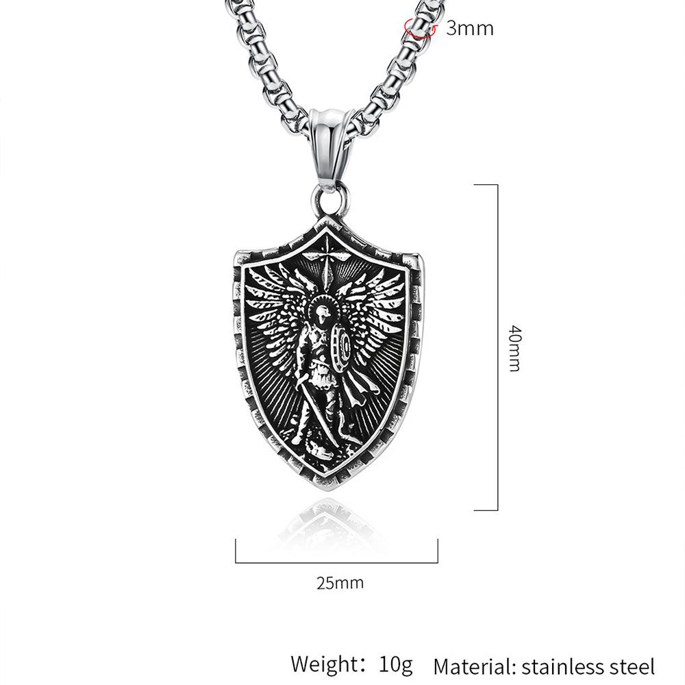 Fashion Simple Arch Angel St.Michael Men's Necklaces Stainless Steel Pendant Chain Amulet Vintage Women Jewelry Gifts