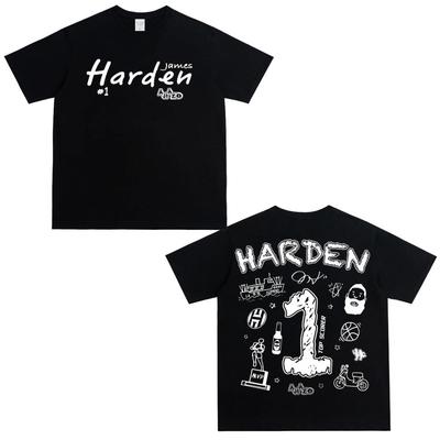 American Harden Hand-painted Printing Heavy Cotton Round NeckShort-sleeved T-shirt Men's Trend Retro High Street Handsome Jersey