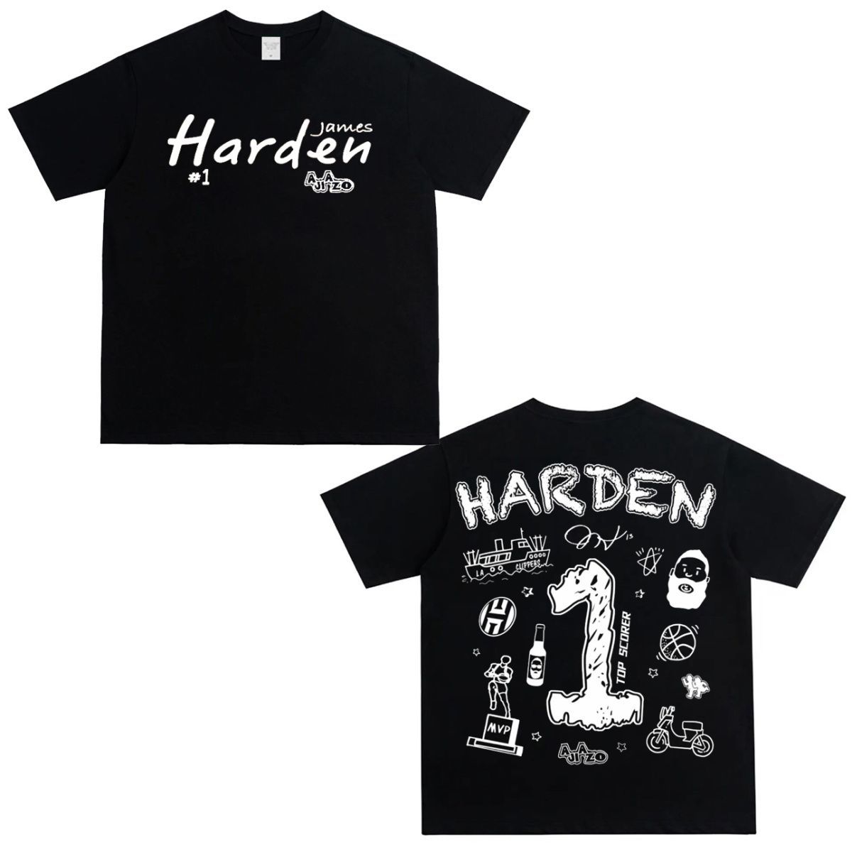 

American Harden Hand-painted Printing Heavy Cotton Round NeckShort-sleeved T-shirt Men s Trend Retro High Street Handsome Jersey S
