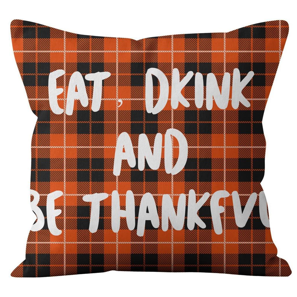 New Thanksgiving Pumpkin Plaid Pillow Cover Holiday Home Decoration Cushion Cushion Cover Home
