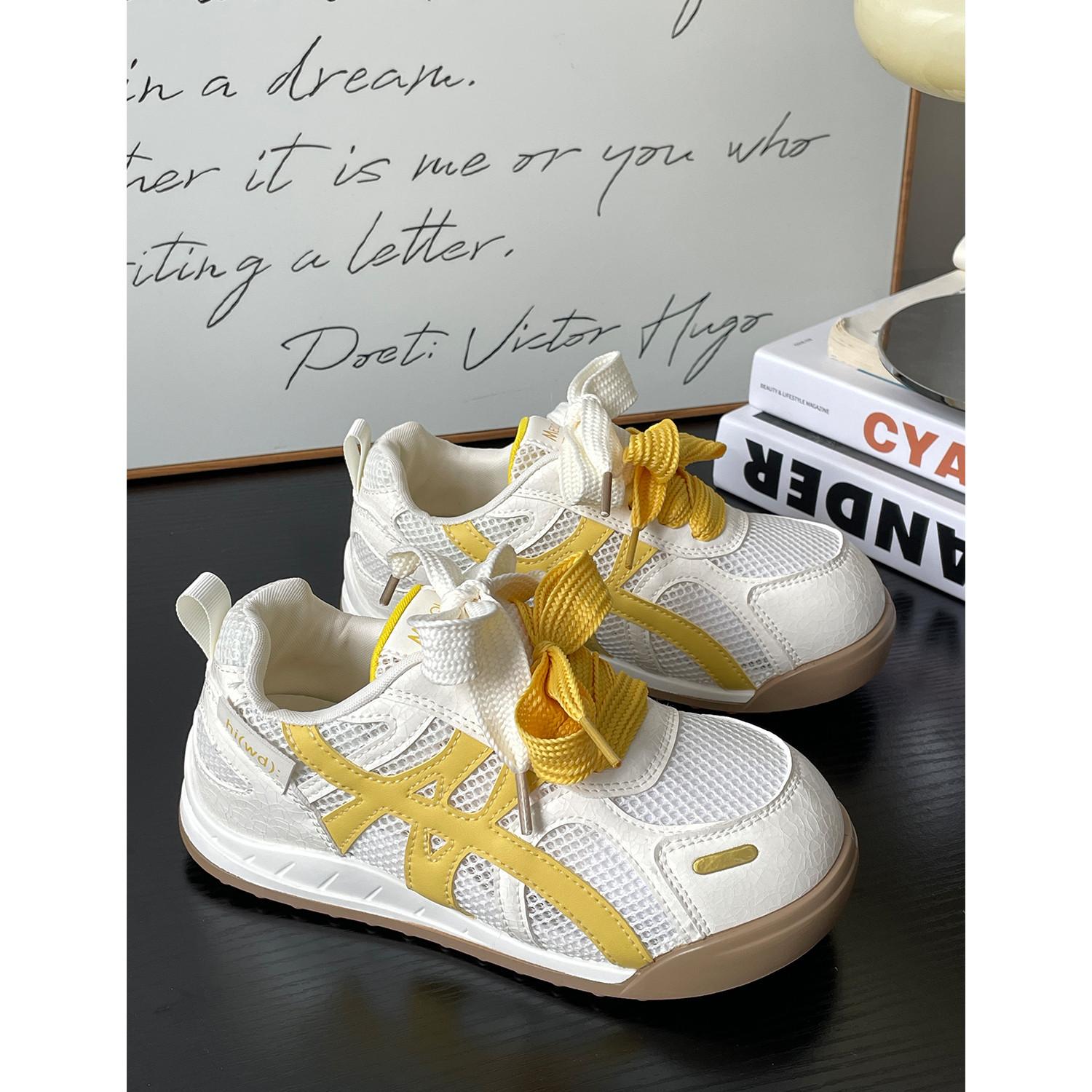 

Single net breathable women s summer new versatile casual board shoes niche fashion sports women s shoes 40 жёлтый