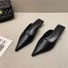 Fashion Woman Slippers Pointed Toe Outside Job Sandals Slides Mules Low Heel White Shoes for Women with Comfortable Luxury Korea Style