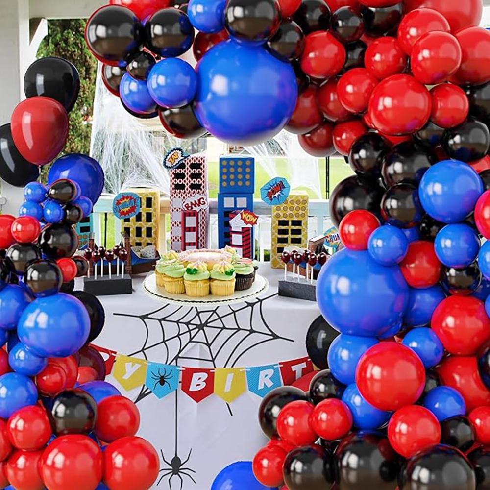 114pcs Black Red Blue Balloons Garland Royal Blue Balloon Halloween Kid Birthday Party Baby Shower Wedding Graduation Decoration
