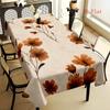 2D Flat 1pc-printed Fashion Aesthetic Beige Base with Brown and Orange Floral Pattern Tablecloth, Suitable for Dining Tables/coffee Tables/desks, Picn
