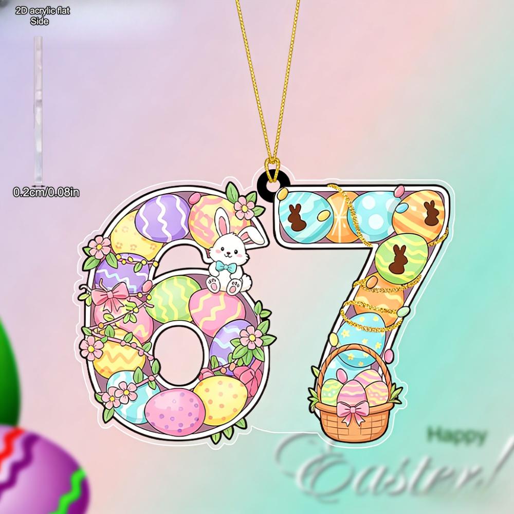 Acrylic Easter Hanging Ornament with Adorable Easter Bunny & Easter Eggs Pattern - Unique 67 Pendants, Drops & Finials - Ideal Easter Gift for Friend 