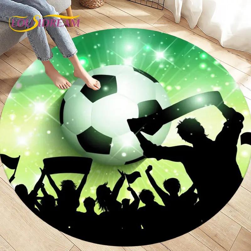 3D Cartoon Soccer Football Circle Area Rug Large,Round Carpet Rug for Living Room Bedroom Sofa Decoration,Kids Play Floor Mat