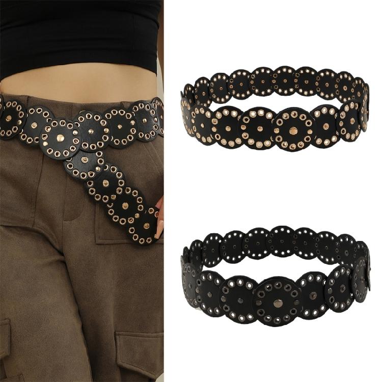 Hot Girl Belt Cowgirl Wide Waist Belt for Jeans Dresse Club Bar Multiple Discs