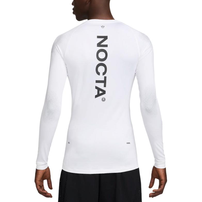 Nike X Colaboración Nocta Cómoda Moda Ajustada Camiseta de Manga Larga Cuello Redondo Unisex Tops Blanco DN0002-100