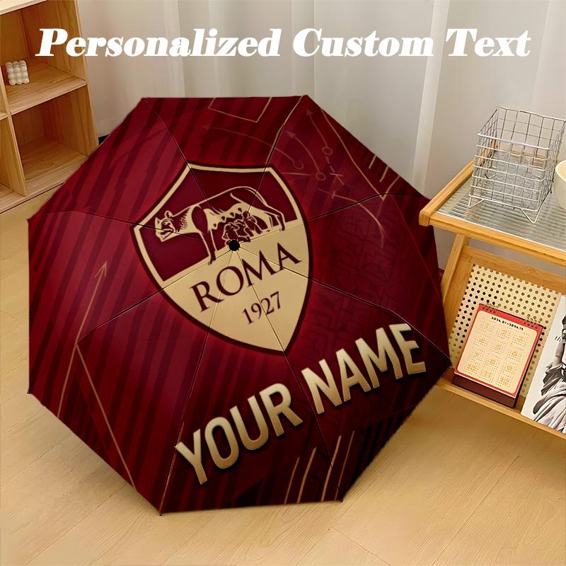 8 Rib Auto Folding Umbrella AS Roma Print Custom Name Text Portable Rain Gear