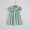 YUBAOBEI Summer Kids Clothing Baby Girls Puff Sleeve Dress Quality Cotton Linen Casual Children Ruffles Dress