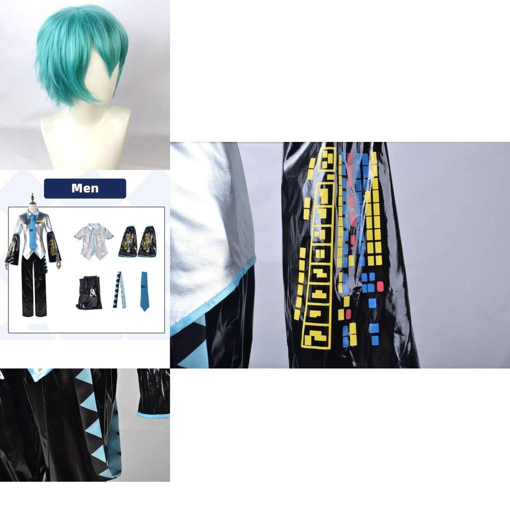 Men's High-quality Hatsune Miku Vocaloid Pu Cosplay Shirt Tie Pants Wig Set For Holidays