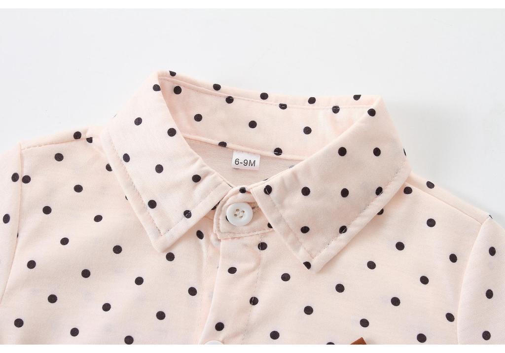 Baby Boy Gentleman Polka Dot Bodysuit & Overalls Set with Bow Tie - Long Sleeve, Two-Piece, Spring/Autumn Formal Wear