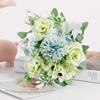 Single Stem Silk Rose Bouquet with Plastic Handle for Wedding Decoration