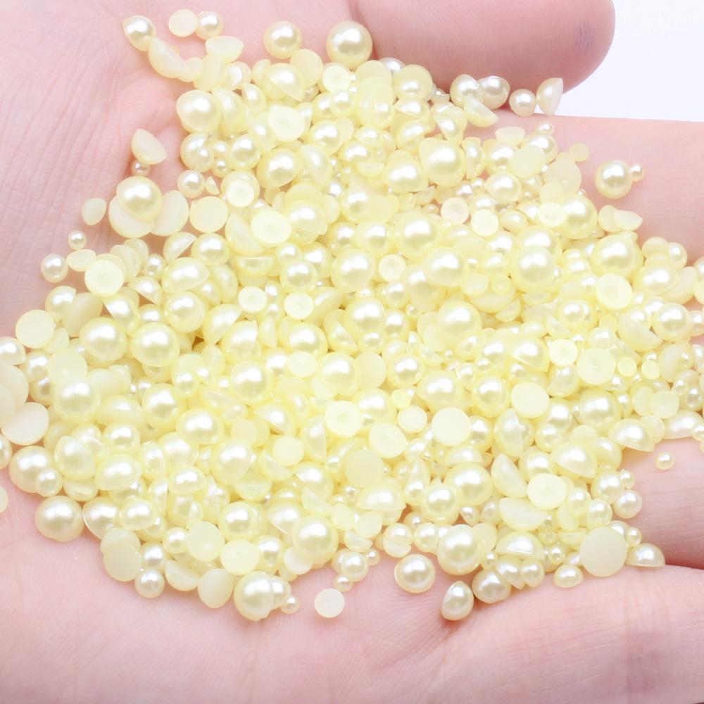 9mm Flat-back Half-round Pearl Beads - 100 Pcs for DIY Phone Case Decoration