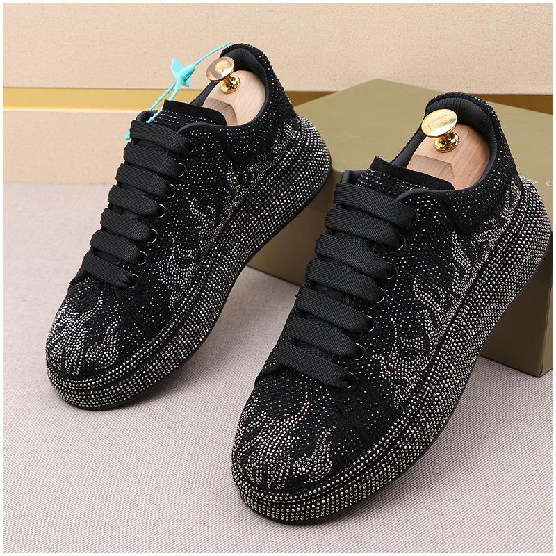 Fashion Luxury Designer Men's Rhinestone Thick Bottom Everyday All Match Shoes Causal Flats Loafers Ms Moccasins Sports Walking Sneakers
