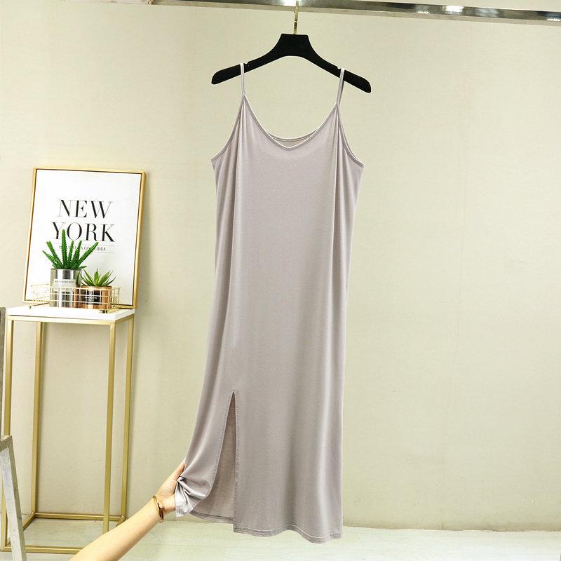 

Женское летнее модальное облегающее платье-майка с двойными бретелями и боковым разрезом XXL