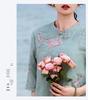 Chinese-Style Ramie Cheongsam Dress with Artistic Lotus & Fish Embroidery and Frog Buttons - Summer New Style