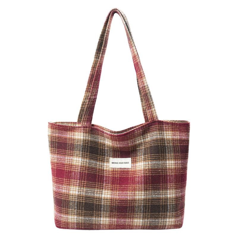 Große Kapazität Unordentlichkeitstasche Wollkaromuster Schulter Tragetasche