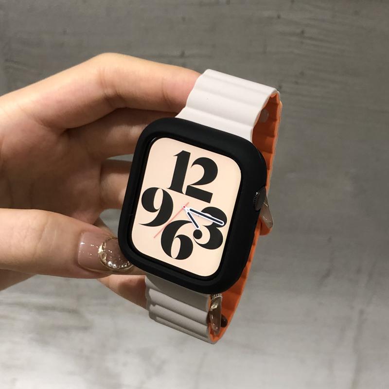 Silikonarmband + Hülle für Apple Watch Armband Ultra 2 49mm 44mm 45mm 42 40mm 38 41mm Damenarmband für iWatch 9 7 8 6 5 4 SE Armband