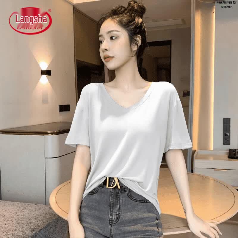 Women s V-Neck Loose Fit T-Shirt M