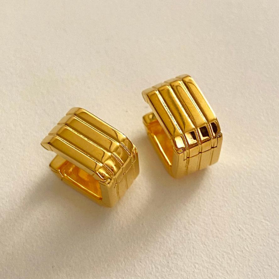 Fashion Jewelry 925 Sterling Silver Geometric square Hoop Earring for Women 18K Gold Plated 925 Silver Earring Jewelry