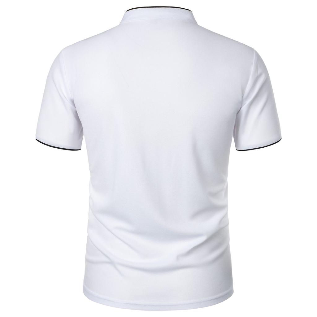 Summer Men's Short Sleeve T Shirts Solid Color Stand Collar Smart Casual Tshirts Men Slim Fit Lightweight Pull On Tees Tops Man