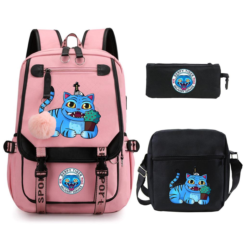 Witch Hunters Cartoon Peripheral Printing Children's Backpack Cross-border New Student School Bag Three-piece Shoulder Bag Pencil Bag