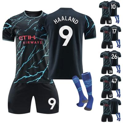 2324 Manchester City 2 Away Football Jerseys Short Pantyhose Set New Short Pantyhose Adult Children's Size Set