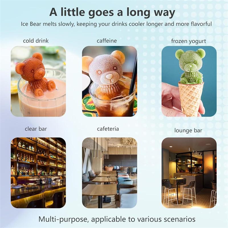 Two Sizes Of Bear Ice Cube Molds, Silicone Bear Ice Cube Molds, Ice Ball Mold Suitable For Milk Tea And Coffee, Ice-Tray
