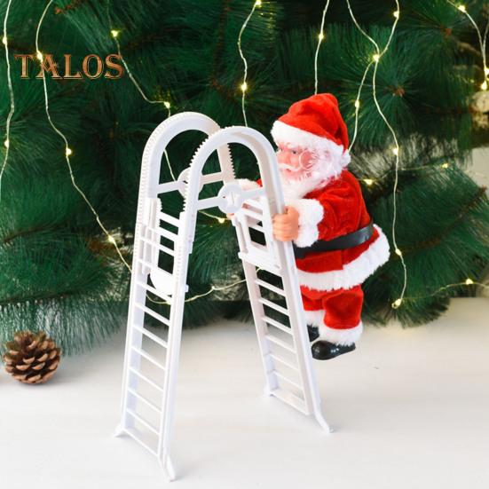 Weihnachtsmann mit Musikalischer Puppe, Weihnachtsmann, Kletterleiter, Perlen, Hängedekoration, elektrisches Kinderspielzeug für Weihnachtsbaum, Hochzeitsfeier