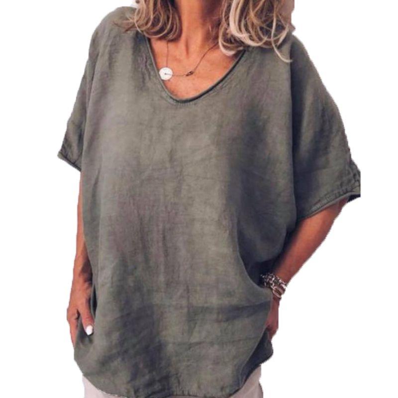 Blusa Estiva da Donna con Maniche Corte a Pipistrello Elegante Casual Larga per Ogni Occasione