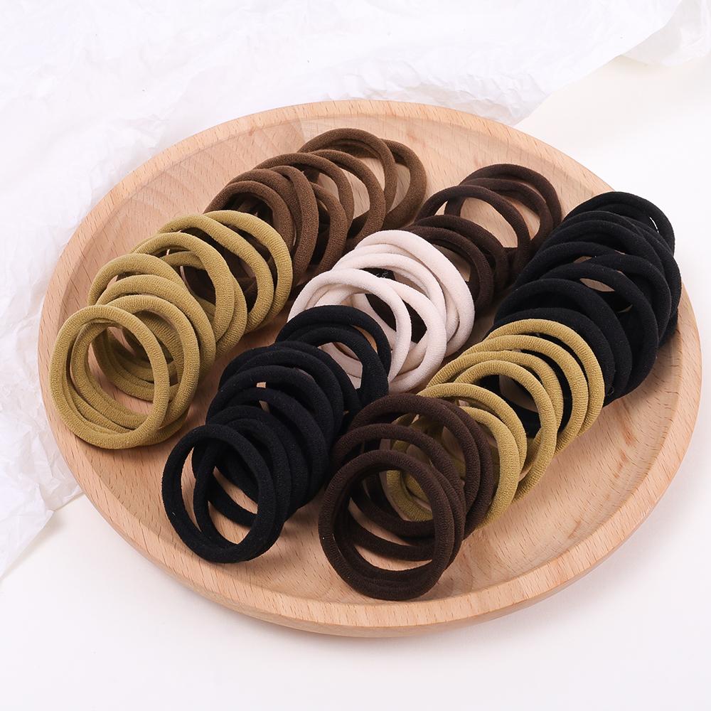 

20-100pcs High Elastic Hair Rope Women Basic Hair Bands Black Coffee Brown Seamless Hair Ring Ties Ponytail Holder Accessories 20pcs