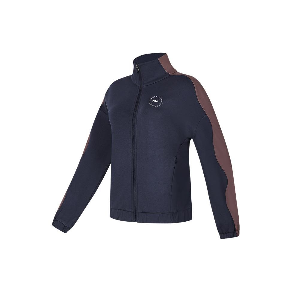 

FILA Color Block Logo Повседневная спортивная куртка Женская куртка Deep-Blue A11W411501F-NV M