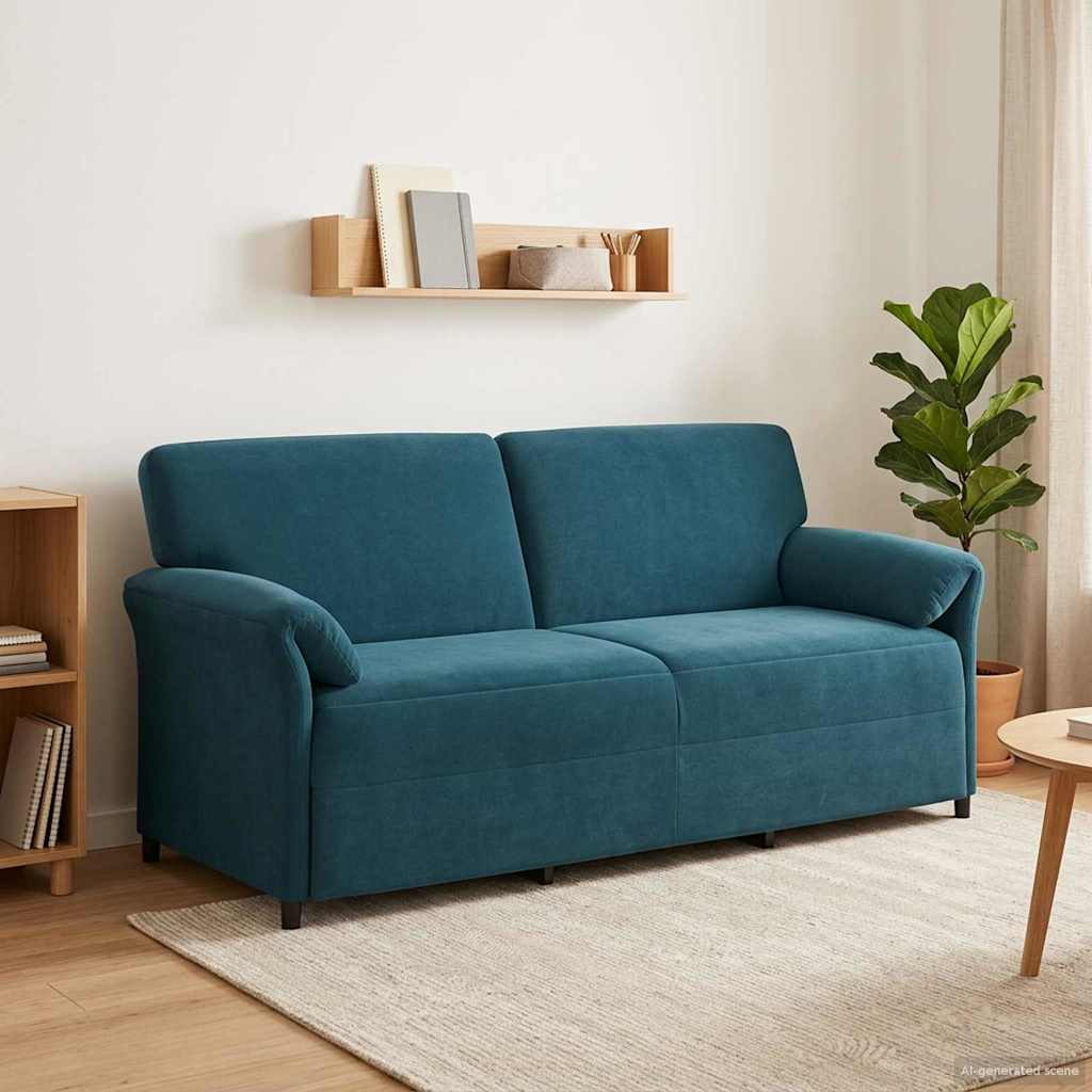 3 Seater Sofa Blue 198 x 83 x 95 cm Velvet