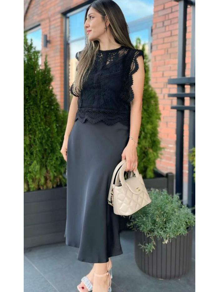 WB Silk Satin Midi Skirt