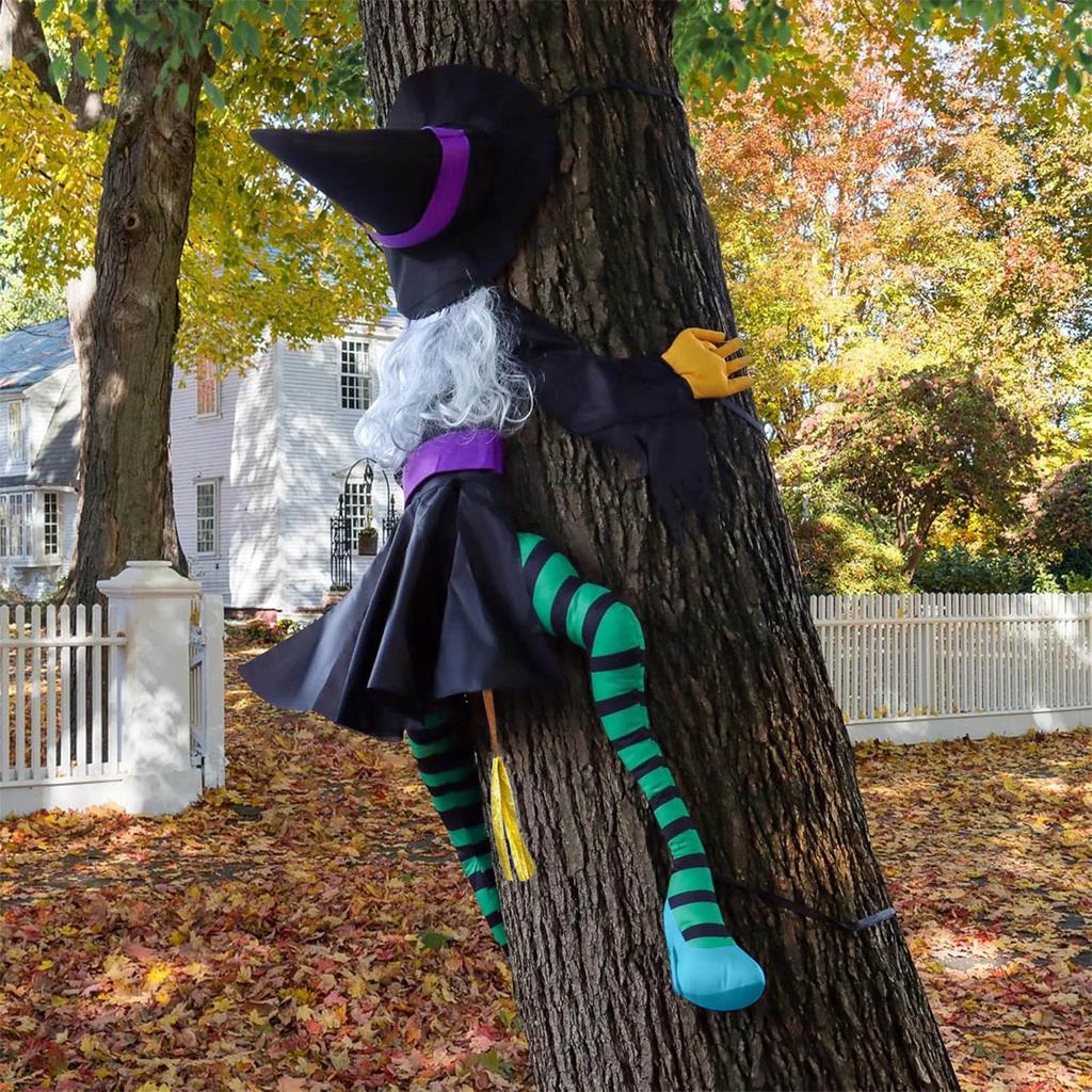Crashing Witch Decoration Witch Crashing Into Tree Halloween Outdoor Decoratio
