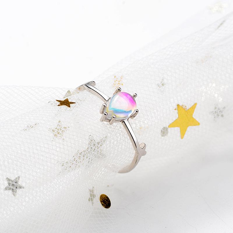 Korean Gradient Moonstone Reindeer Ring - Adjustable Women's Christmas Accessory