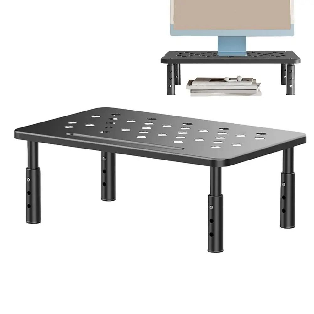 Steel Construction Computer Monitor Riser Airflow Vents Computer Monitor Holder  Workplace