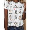 Women's 3D Print T-Shirt - Comfy Short Sleeve Crew Neck, Medium Stretch Casual Top for Spring Breathable Tee, Printed Shirt, Trendy Wear