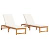 Sun Lounger 2 Pcs Brown 202 X 53 X 89 Cm Solid Acacia Wood