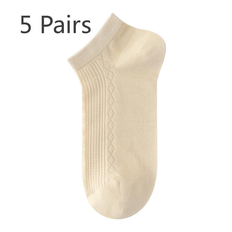 5 Pairs of Women's Summer Super Thin Breathable Mesh Boneless Antibacterial and Deodorant Socks