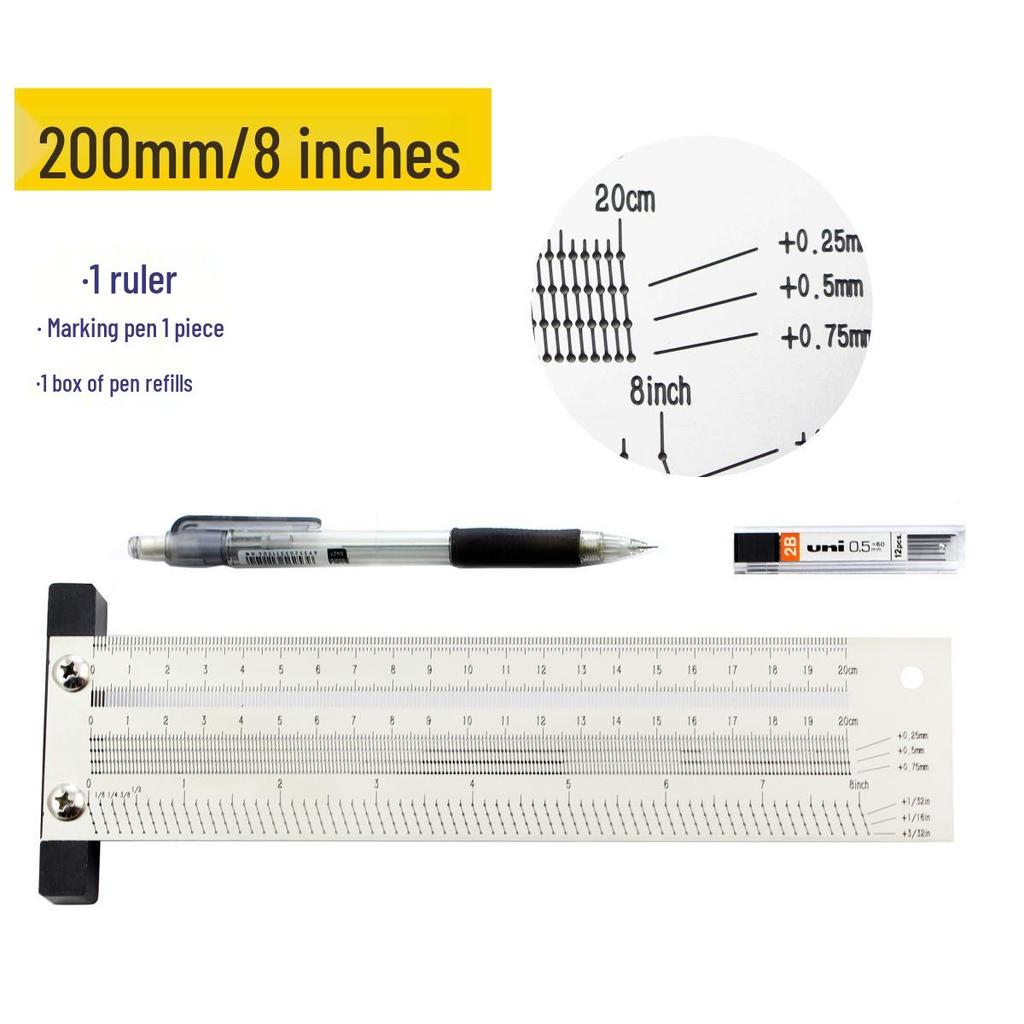 High-Precision Stainless Steel T-Square Scriber Ruler (Inch/Metric)