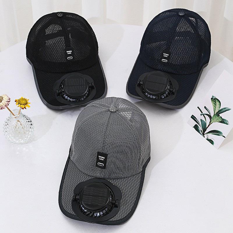 Summer Mesh Baseball Cap with Solar Fan and Sun Protection