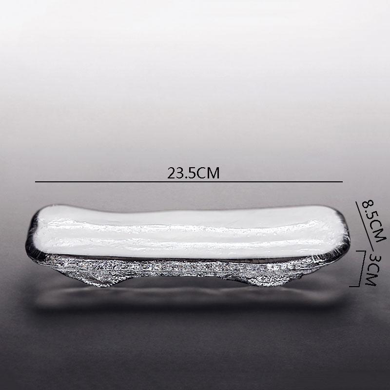 

Креативный стеклянный обеденный тарелка с узором «молоток» Необычная тарелка для суши Тарелка для сашими Десертные тарелки Тарелки для закусок Специальная столовая посуда