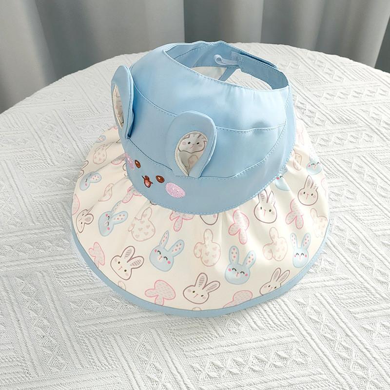 

Childrens Cotton Wide Brim Sun Hat With Animal Cartoon Design For Summer Outdoor Use синій